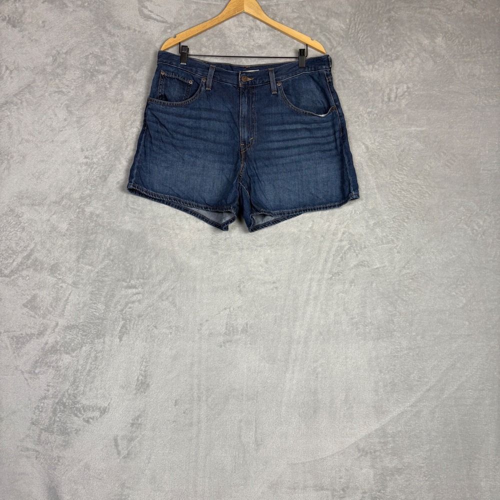 Levi's Cinch Shorts Womens 33 Dark Wash Denim High Waisted Blue 003K1-0021